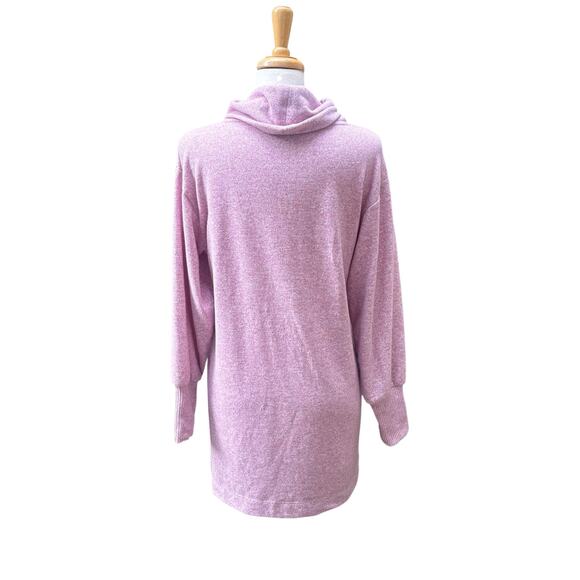 Maeve Anthropologie Sweater Shirt Sz M Purple Draped Neck Puff Sleeve Step Hem - Picture 5 of 9